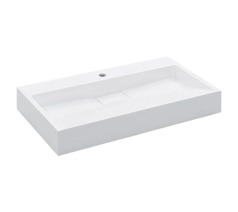 Lavabo - Vasque 80x46x11 Cm Fonte Minérale/marbre Blanc