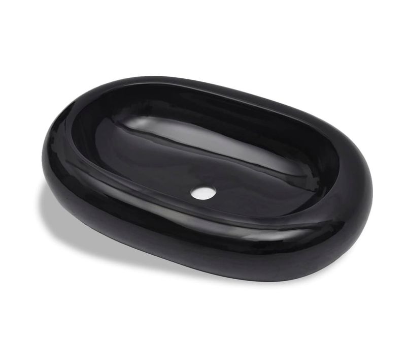 Vasque - Lavabo Ovale Céramique Noir Pour Salle De Bain