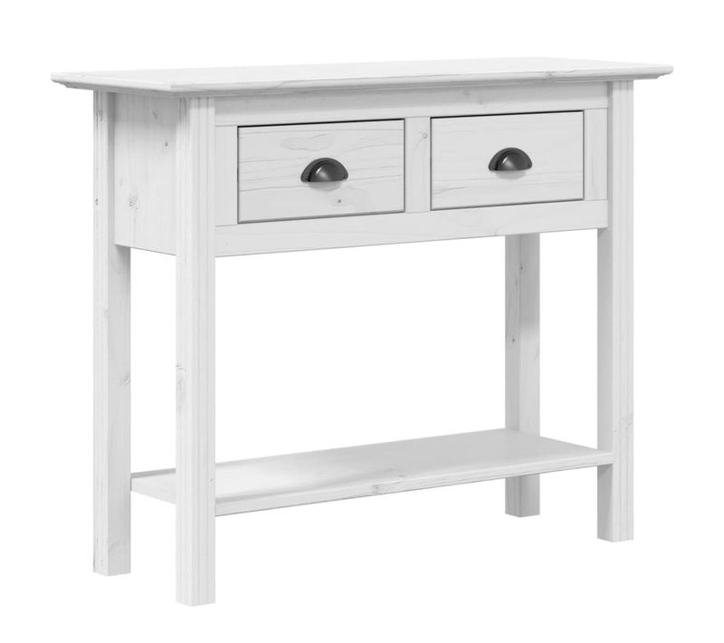 Table Console - Table D'entrée Bodo Blanc 91x35x74 Cm Bois De Pin Massif