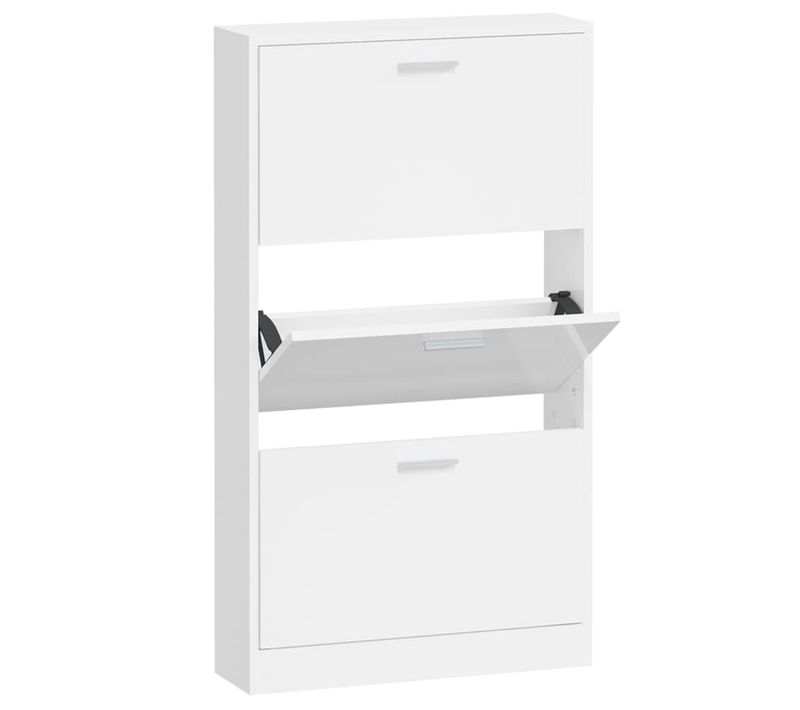 Meuble à Chaussures, Armoire à Chaussures Blanc Brillant 59x17x108 Cm Bois Ingénierie