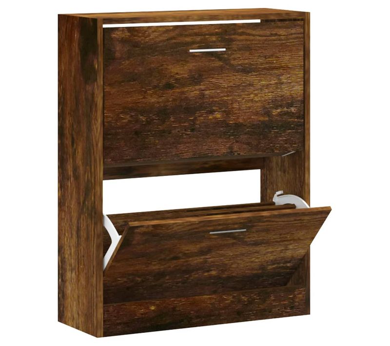Meuble à Chaussures, Armoire à Chaussures Chêne Fumé 63x24x81 Cm Bois D'ingénierie