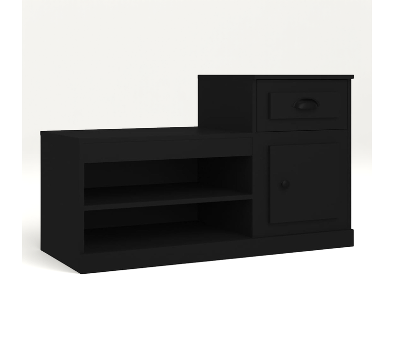 Meuble à Chaussures, Armoire à Chaussures Noir 100x42x60 Cm Bois D'ingénierie