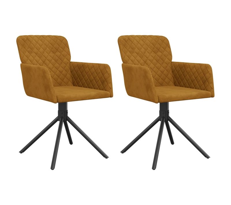 Lot De 2 Chaises Pivotantes De Salle à Manger, Chaises De Cuisine Marron Velours