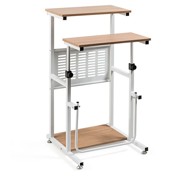 Bureau D'ordinateur Assis-debout Poste De Travail Réglable En Hauteur Avec Support 55x53x68-98cm