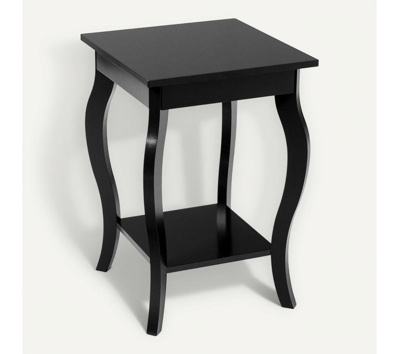 Table D'appoint Bout De Canapé 2 Niveaux Carrée Avec Patins Antidérapants 40x40x60cm Noir