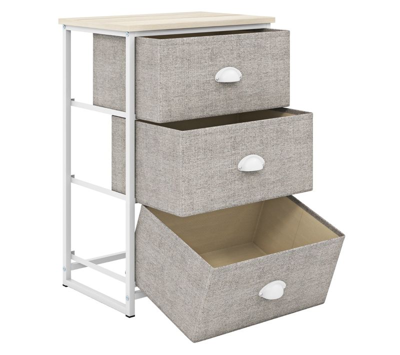 Commode, Meuble De Rangement Avec 3 Tiroirs Pliants Cadre En Métal 45x30x73cm Blanc