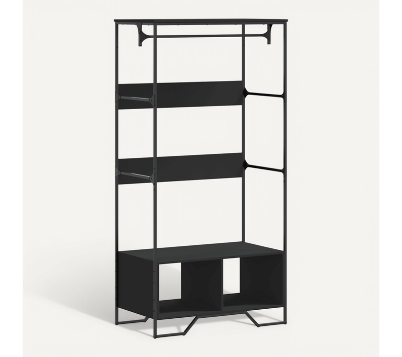 Armoire De Rangement - Armoire De Chambre Noir 90x50x180 Cm Bois D’ingénierie