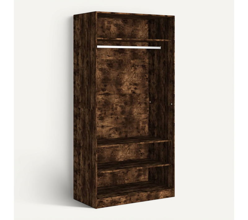 Armoire De Rangement - Armoire De Chambre Chêne Fumé 100x50x200 Cm Bois D'ingénierie