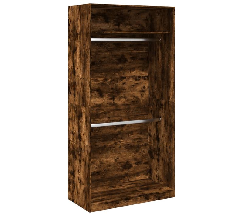 Armoire De Rangement - Armoire De Chambre Chêne Fumé 100x50x200 Cm Bois D'ingénierie