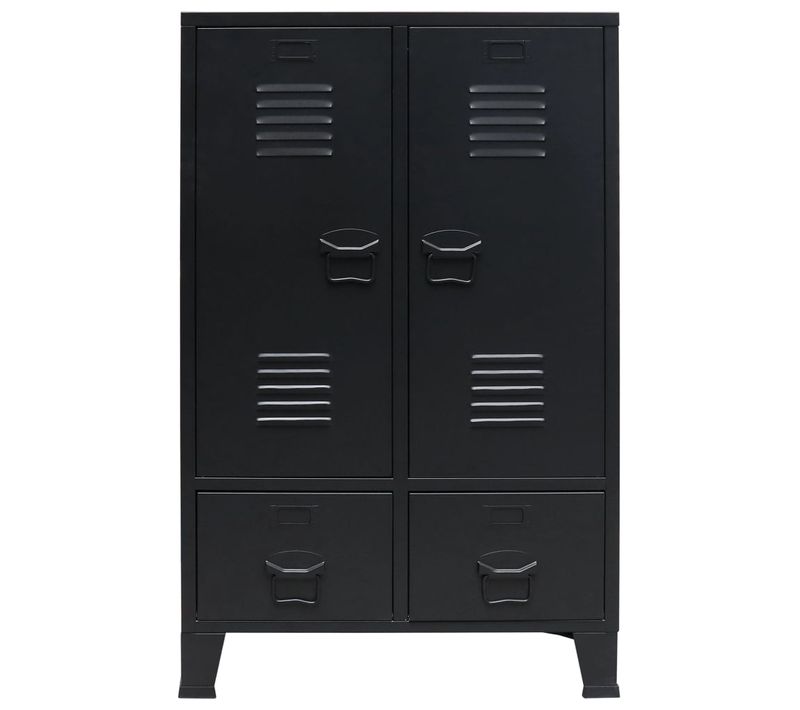 Armoire De Rangement - Armoire De Chambre Métal De Style Industriel 67x35x107 Cm Noir