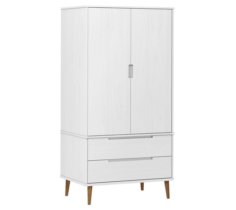 Armoire De Rangement - Armoire De Chambre Blanc 90x55x175 Cm Bois Massif De Pin