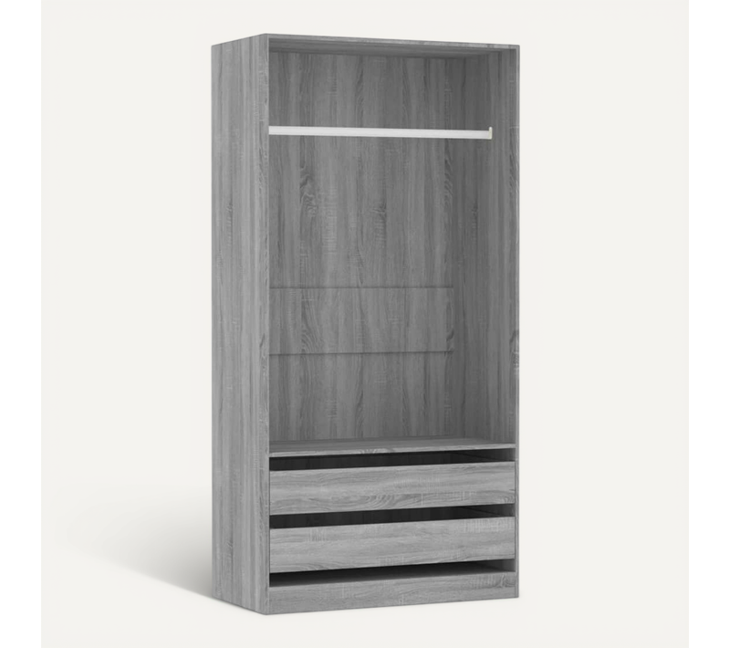 Armoire De Rangement - Armoire De Chambre Sonoma Gris 100x50x200 Cm Bois D'ingénierie