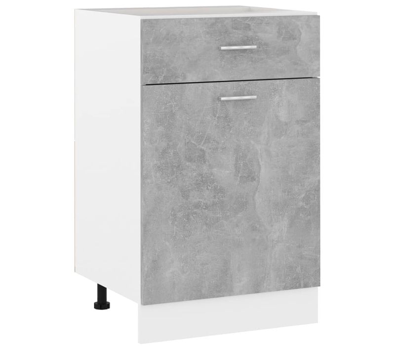 Meuble Bas De Cuisine - Armoire De Cuisine à Tiroir Gris Béton Bois D’ingénierie