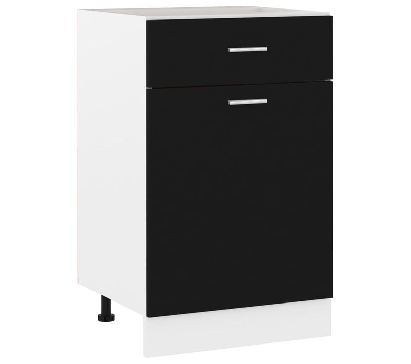 Meuble Bas De Cuisine - Armoire De Cuisine à Tiroir Noir 50x46x81,5 Cm Bois Ingénierie