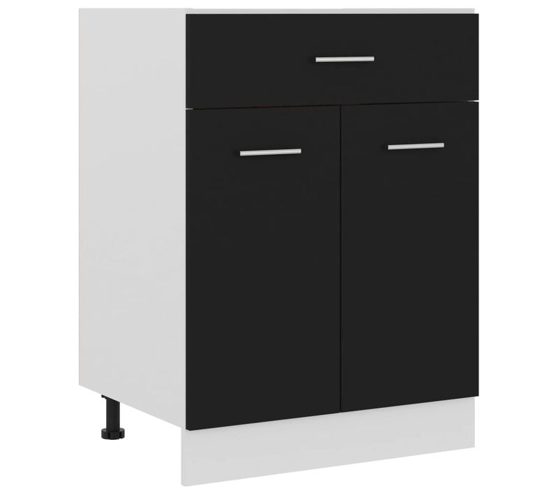 Meuble Bas De Cuisine - Armoire De Cuisine à Tiroir Noir 60x46x81,5 Cm Bois Ingénierie