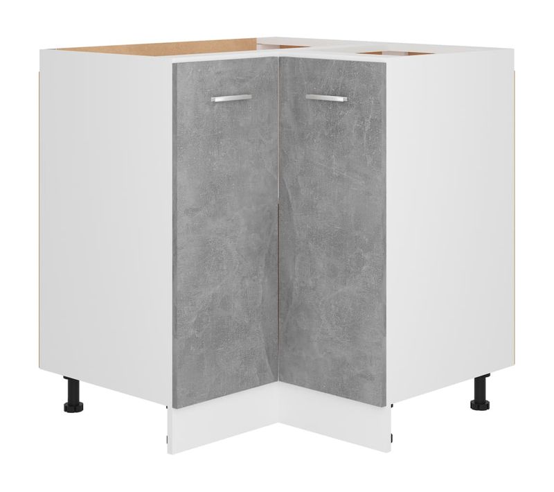 Meuble D'angle De Cuisine Bas - Armoire D'angle De Cuisine Gris Béton 75,5x75,5x81,5 Cm Bois