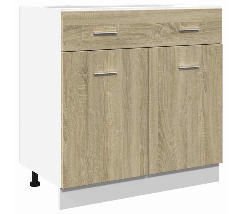 Meuble Bas De Cuisine - Armoire De Cuisine Tiroir Chêne Sonoma 80x46x81,5 Cm Aggloméré