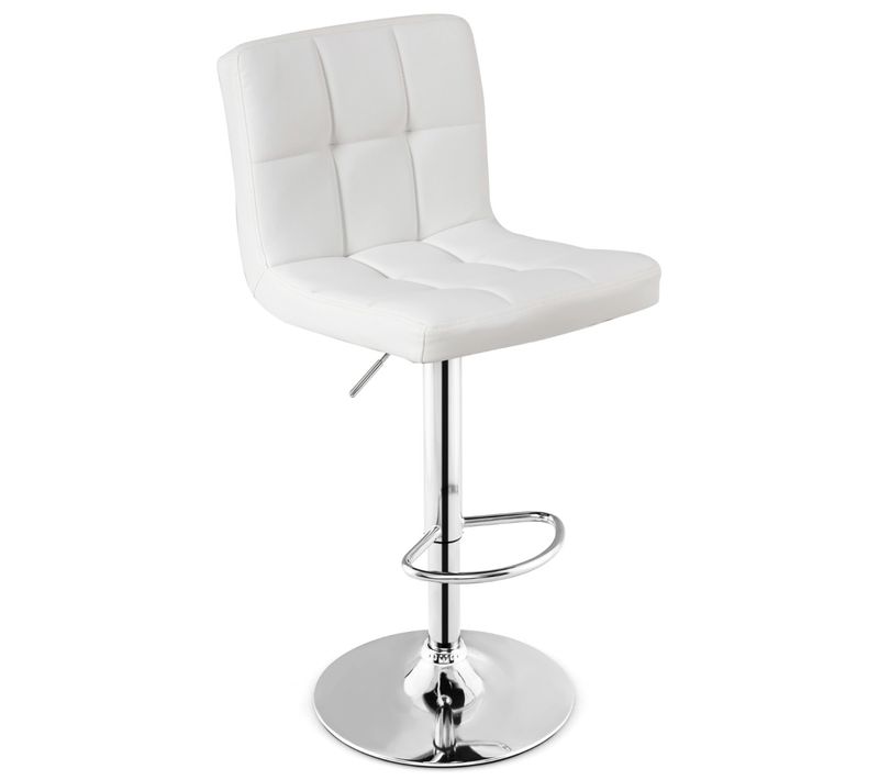 Chaise De Bar Pivotante - Tabouret De Bar Hauteur Réglable 42.5x43x96.5-116.5cm Blanc