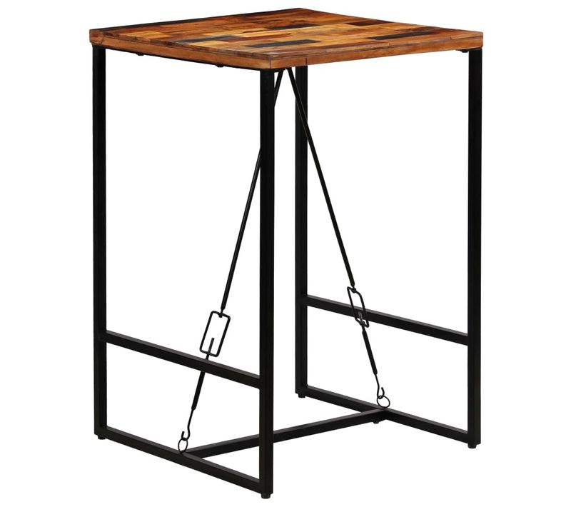 Table De Bar - Table Haute - Table à Manger Bois De Récupération Massif 70x70x106 Cm