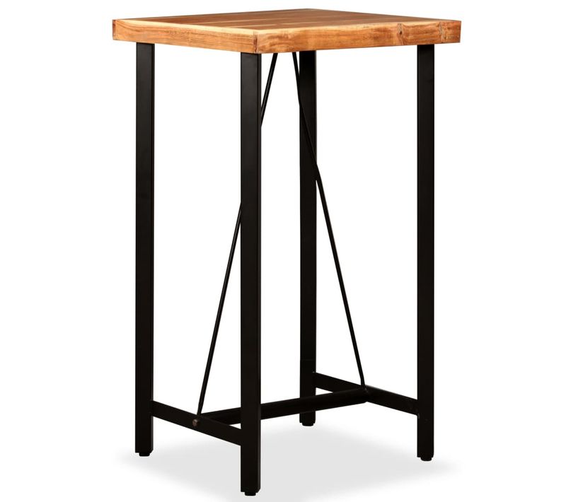 Table De Bar - Table Haute - Table à Manger Bois Massif D'acacia 60x60x107 Cm
