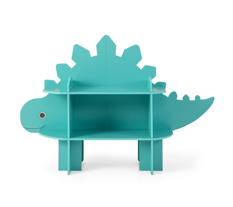 Étagère à Livres - Bibliothèque Enfant Dinosaure 2 Niveaux Anti-basculement 3-12 Ans Vert
