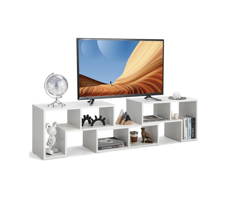 3 Pièces Meuble TV Banc TV 140x30x43cm Combination Libre Pour Salon Chambre Bureau Mdf Blanc