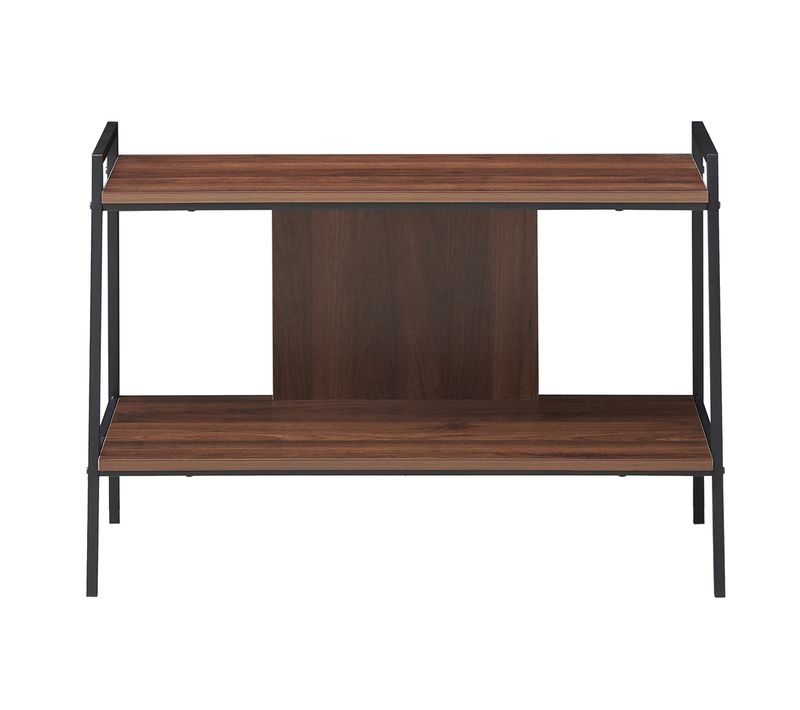 Meuble TV Banc TV 89x43x60 Cm à 2 Niveaux Pour Téléviseurs Bois Noyer
