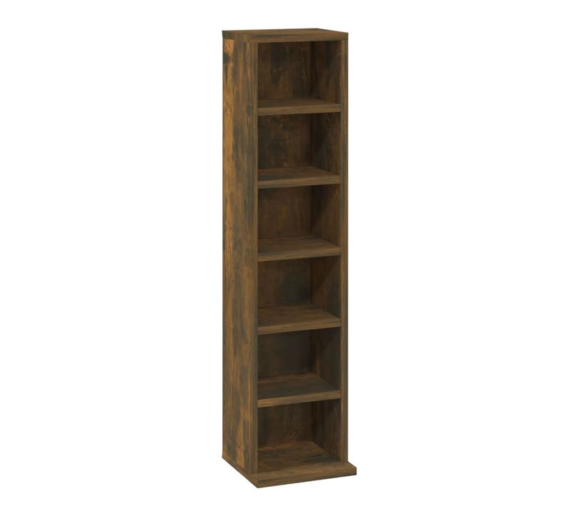 Bibliothèque - Meuble De Rangement à Cd/dvd Chêne Fumé 21x20x88 Cm Bois D'ingénierie