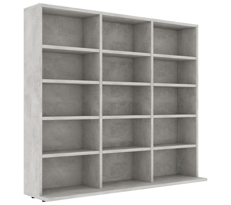 Bibliothèque - Meuble De Rangement à Cd/dvd Gris Béton 102x23x89,5 Cm Bois D’ingénierie