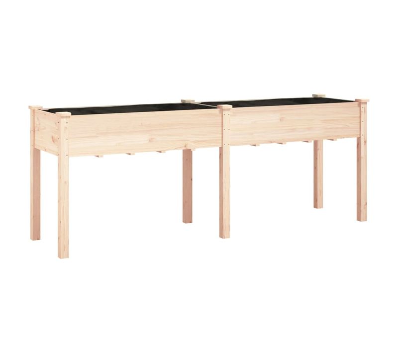 Jardinière, Bac à Fleurs, Pot De Fleurs Avec Doublure 203x53x76 Cm Bois Massif De Sapin