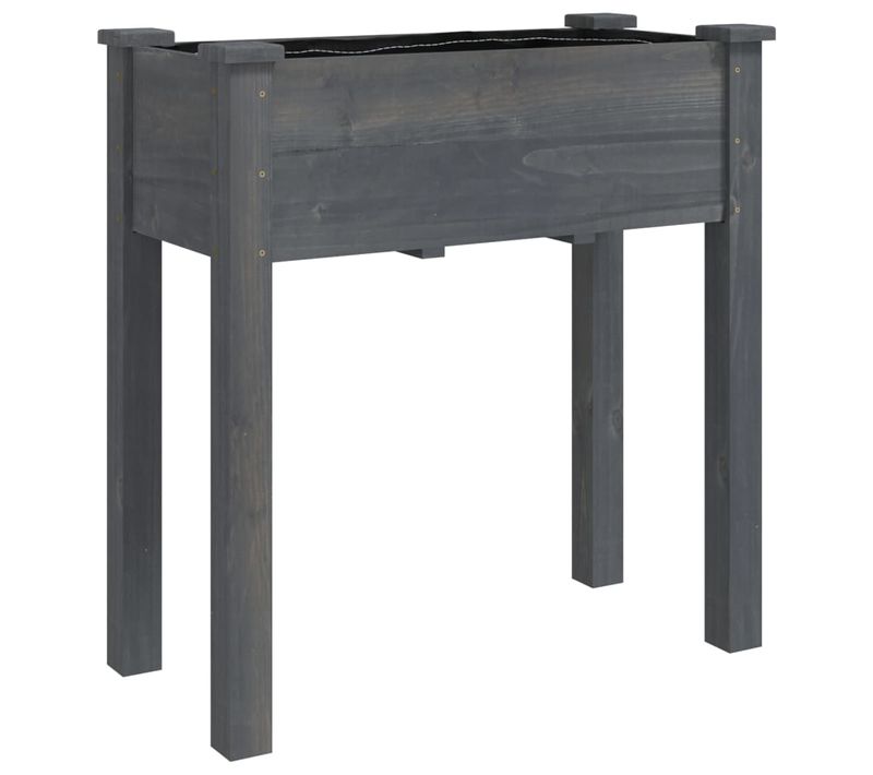 Jardinière, Bac à Fleurs, Pot De Fleurs Avec Doublure Gris 71x37x76 Cm Bois Massif De Sapin