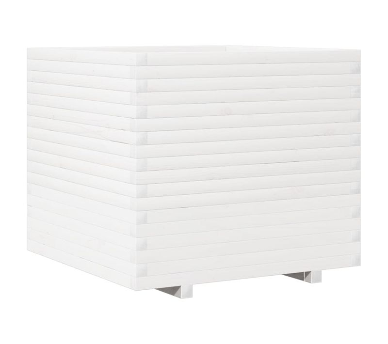 Jardinière, Bac à Fleurs, Pot De Fleurs Blanc 80x80x72 Cm Bois De Pin Massif