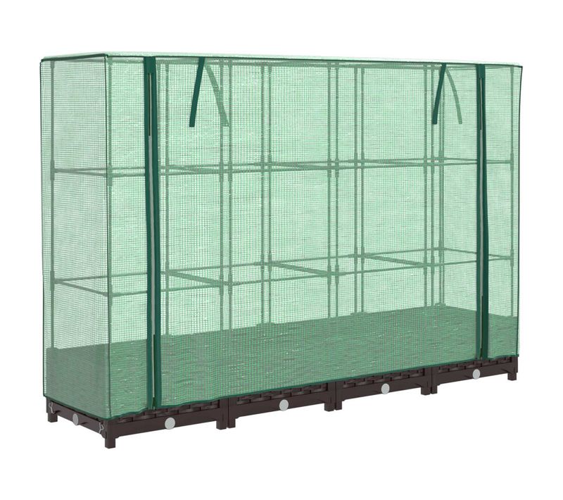 Jardinière, Bac à Fleurs, Pot De Fleurs Surélevée Avec Housse Aspect Rotin 160x40x123 Cm