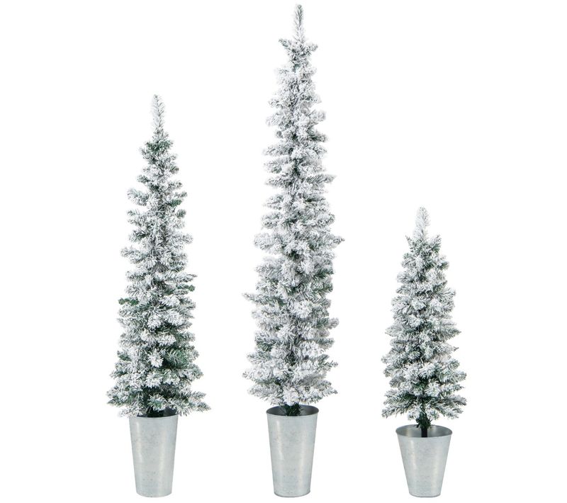 Lot De 3 Sapins De Noël - Arbres De Noël Artificiels 90/120/150 Cm Bases Métalliques Avec Ciment