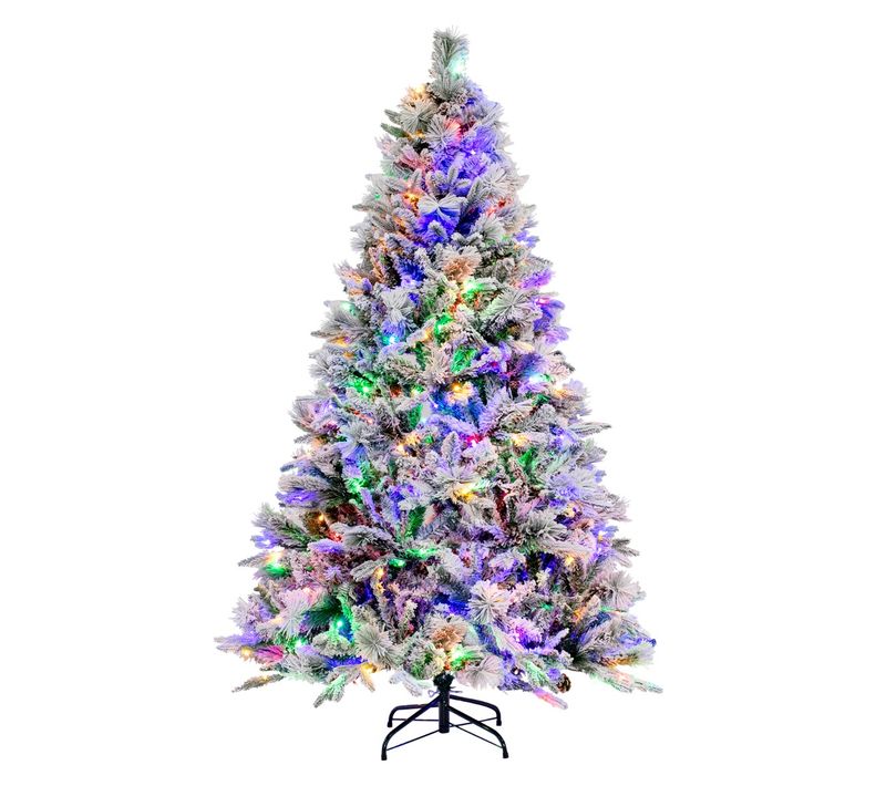 Sapin De Noël - Arbre De Noël Artificiel 180 Cm Avec LED Et 34 Cônes De Pin Sapin Décoré Enneigé