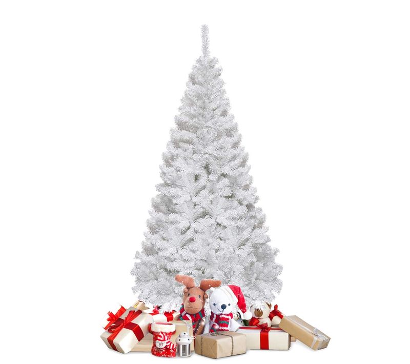 Sapin De Noël - Arbre De Noël Artificiel 240cm Pvc Avec Pied En Métal Blanc