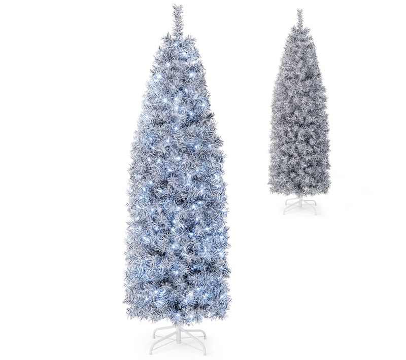 Sapin De Noël - Arbre De Noël LED Artificiel Pré-éclairé 180 Cm Blanc Froid Base En Métal