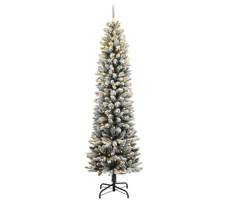Sapin De Noël Avec Décoration - Arbre De Noël Artificiel 300 LED Et Neige Floquée 210 Cm