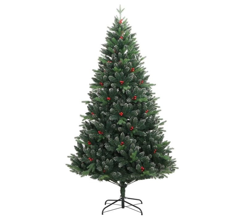 Sapin De Noël - Arbre De Noël Artificiel à Charnières Avec Baies Rouges 180 Cm