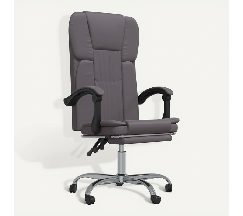 Fauteuil Inclinable De Bureau - Chaise De Bureau Pivotante Gris Similicuir