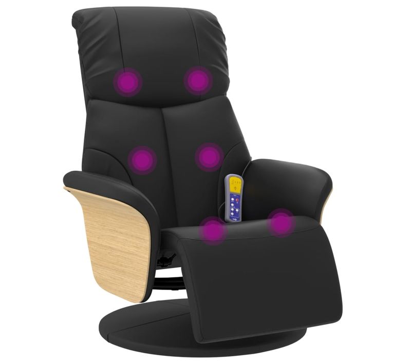 Fauteuil Relax - Fauteuil Inclinable - Fauteuil De Relaxation Repose-pieds Noir Similicuir