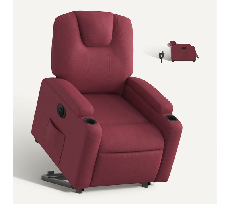 Fauteuil Relax - Fauteuil Inclinable - Fauteuil De Relaxation Électrique Rouge Bordeaux Tissu
