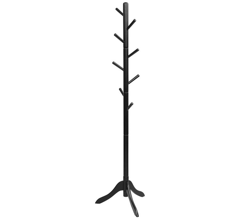Porte-manteau Sur Pied Portant à Vêtement 8 Crochets Hauteur Réglable 100/138/175cm Bois Noir