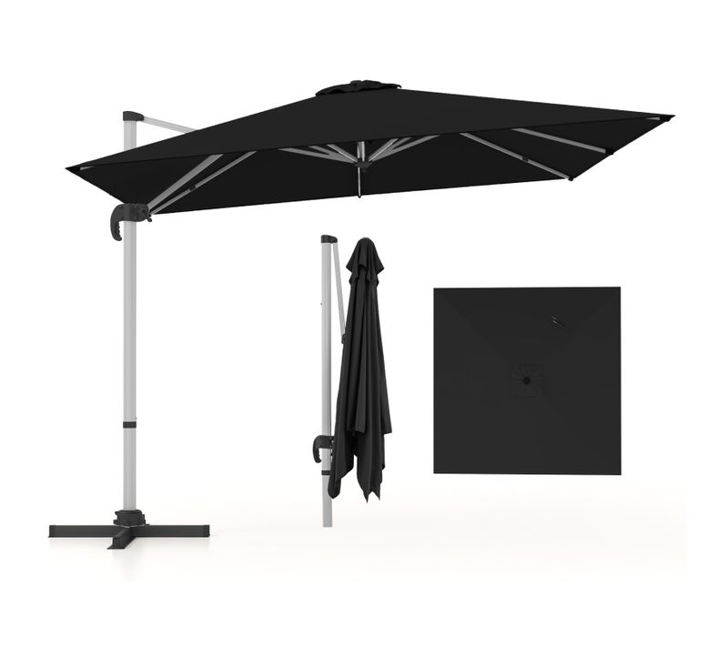 Parasol - Parasol Déporté De 300cm Carré En Porte-à-faux Avec Rotation Inclinaison Réglable Noir