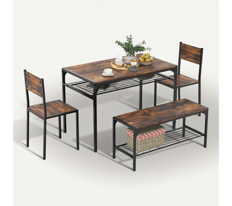 Ensemble Table à Manger Avec 2 Chaises 1 Banquette - Mobilier De Cuisine Industrielle Moderne Café