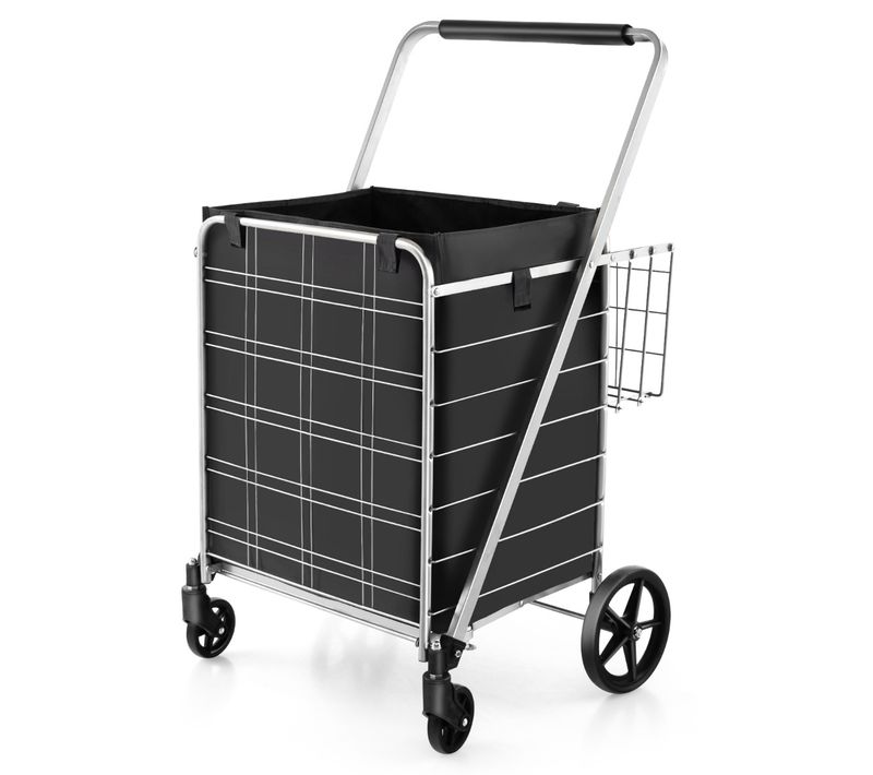 Chariot De Courses Pliable, Chariot D'épicerie Robuste Doublure Imperméable Utilitaire Portable