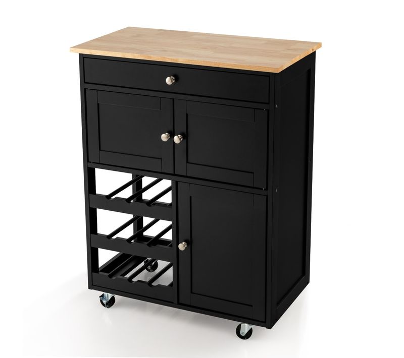 Chariot De Cuisine, Desserte à Roulettes, Meuble De Rangement 67x37x86,5 Cm Mdf 67x37x86,5 Cm Noir