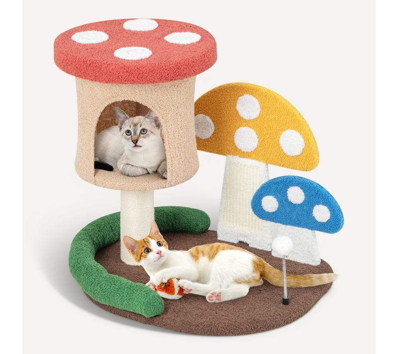 Arbre à Chat, Centre D'activités Pour Chat 59 Cm Boule à Ressort Condo Poteau Griffoir Multicolore