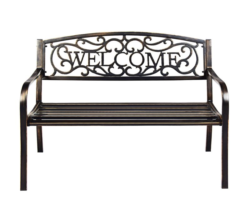 Banc De Jardin, Banc D'extérieur, Banquette Style Ancien 127x63,5x89 Cm Cuivré Cadre Métallique