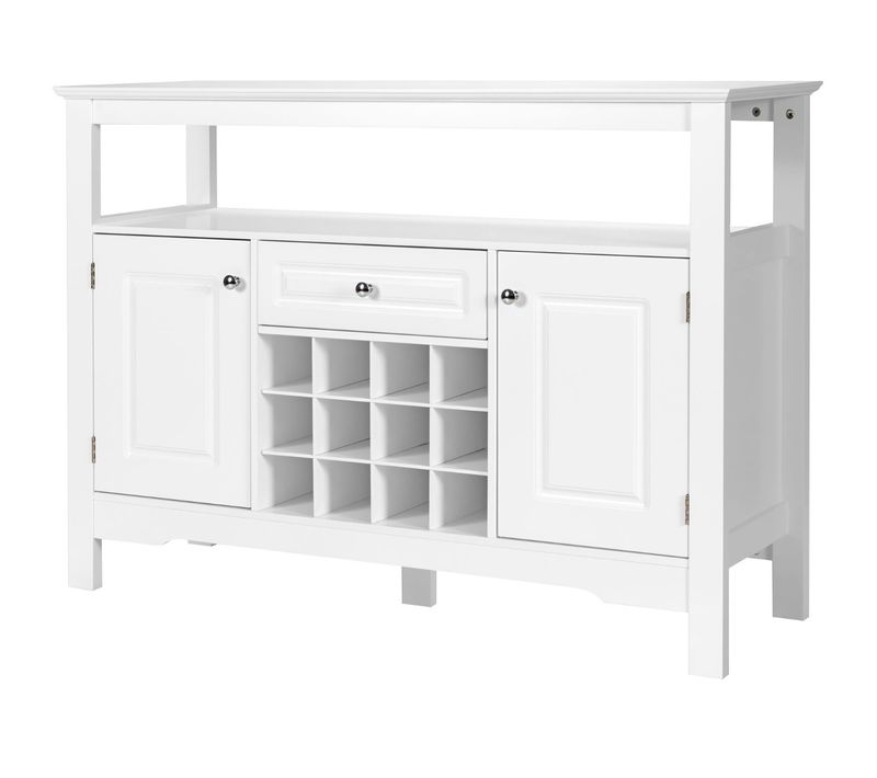 Buffet De Cuisine, Meuble Cuisine, Meuble De Rangement Avec Casier à Vin 117x40,5x82,5 Cm Blanc